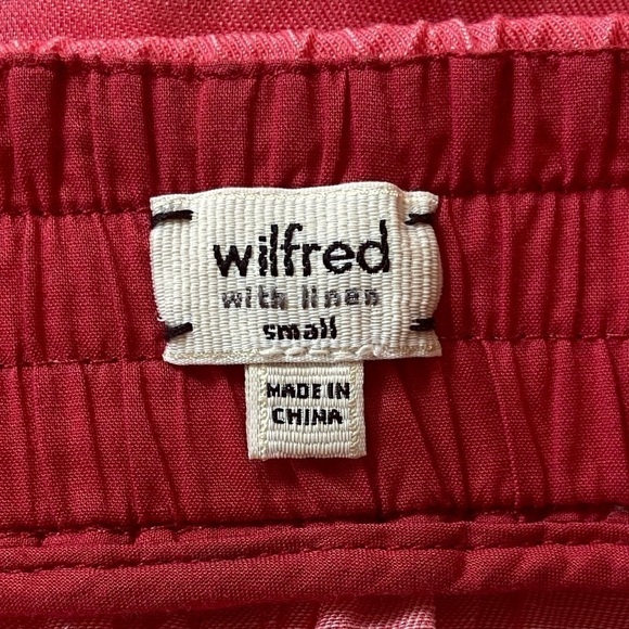 Aritzia Wilfred Linen Cotton Blend Pink Drawstring Waist Two Pockets Skirt - Picture 7 of 9